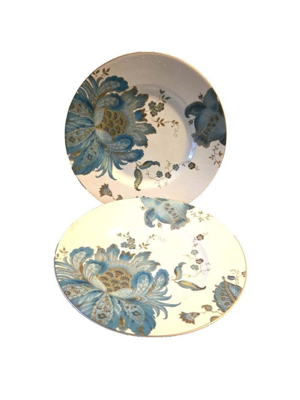 2 Teal Salad/Dessert/Luncheon Plates 222 Fifth Eliza Fine China